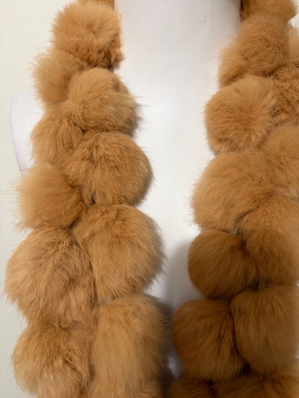 Beige 100% Rabbit Fur Scarf - Picture 3 of 6